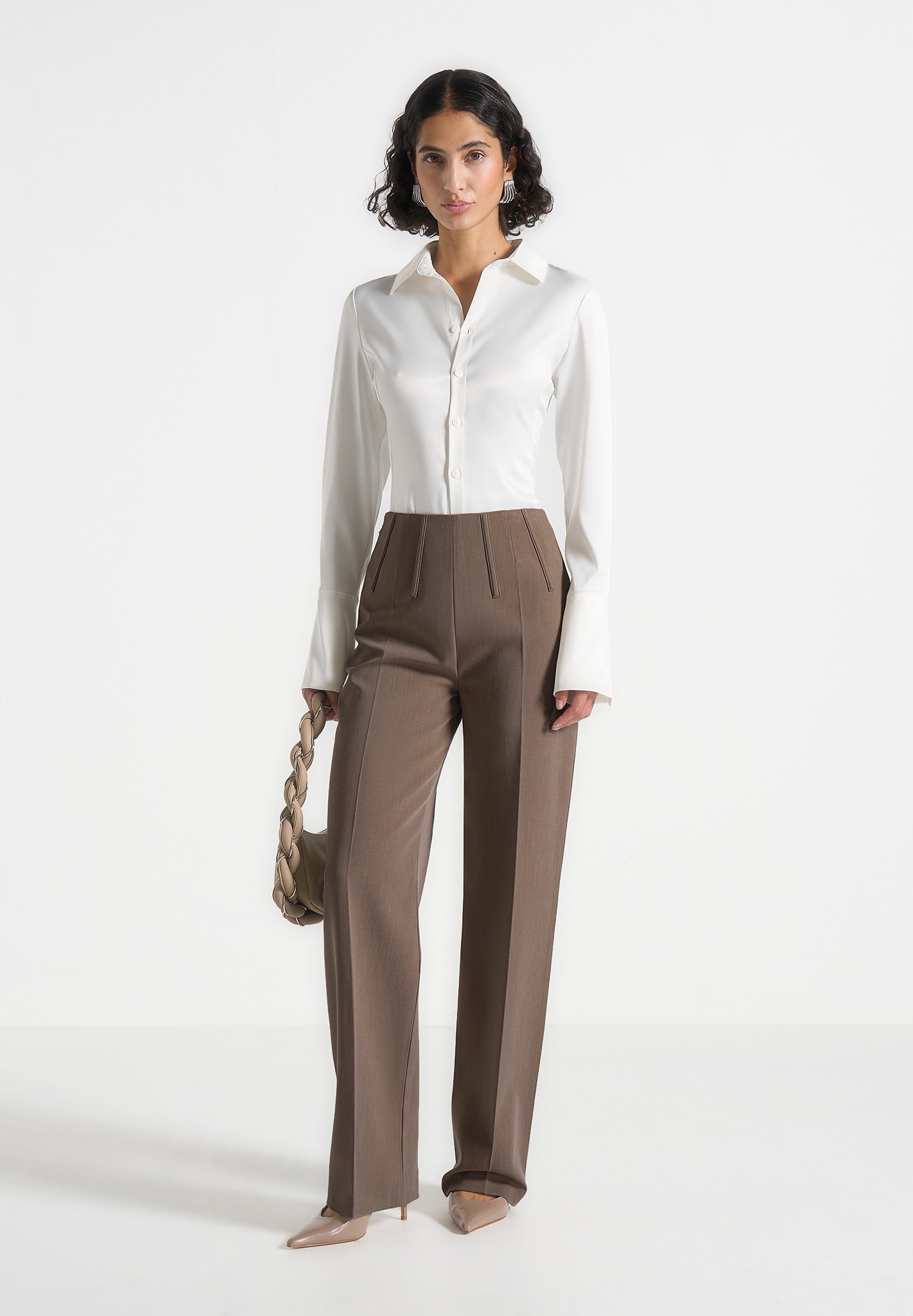 Rafaela - Corset Waist Tailored Trousers - Beige 