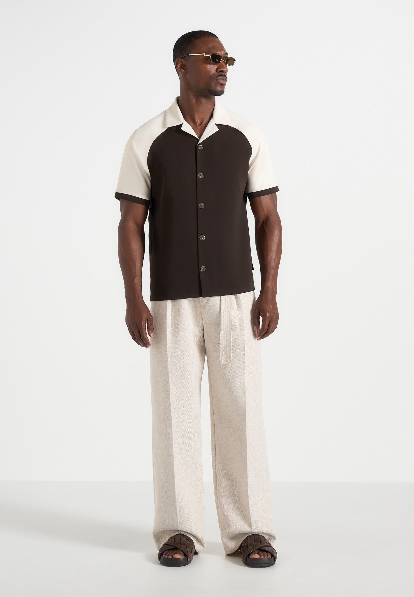 Salim - Contrast Raglan Shirt - Brown/Cream 