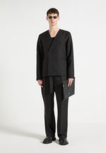 collarless-double-breasted-minimal-blazer-black