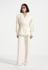 Marie - Twist Sleeve Tailored Blazer with Belt - Cream