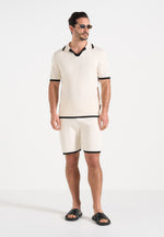 Regis - Contrast Detail Knit Shorts - Cream