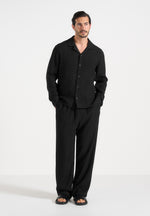 Bailey - Unisex Textured Long Sleeve Shirt - Black