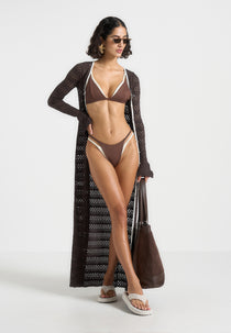 Lydie - Double Layer Bikini Top - Brown/Cream
