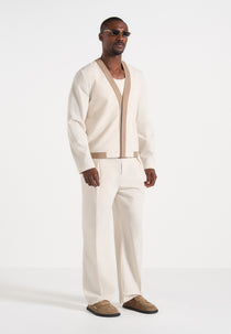Clovis - Linen Cardigan With Contrast Placket - Natural