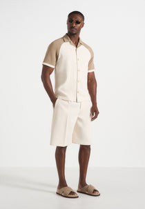 Salim - Contrast Raglan Shirt - Cream/Taupe