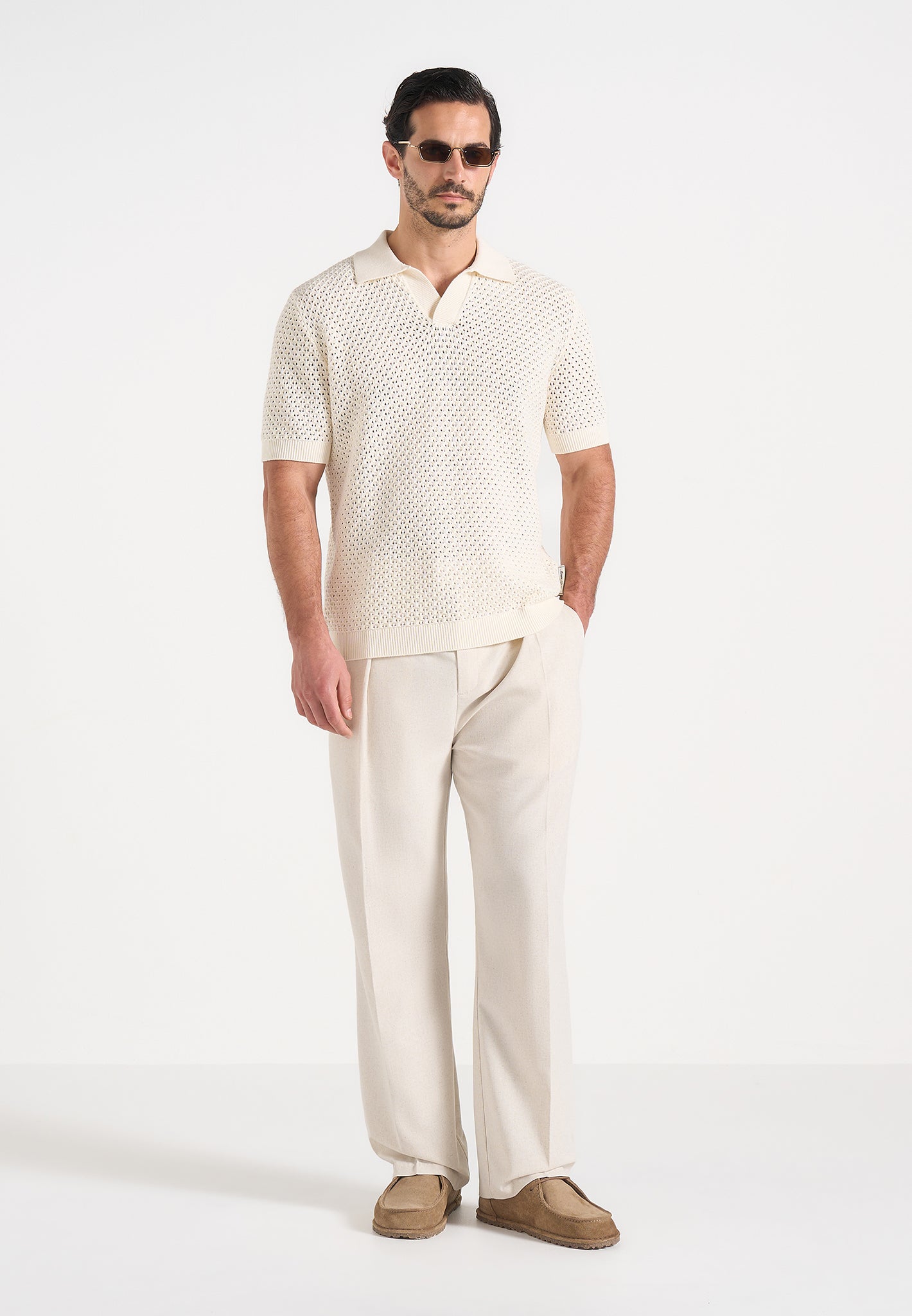 Dorian - Linen Pleated Tailored Trousers - Natural 
