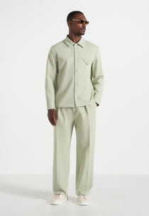 Leo - Hatched Tailored Overshirt - Sage