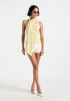 Elodie - Knitted Draped Halterneck Top - Pale Yellow
