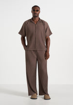 Jonas - Pleated Wide Leg Trousers - Brown