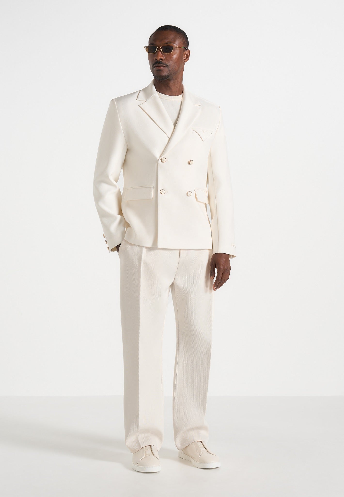 Didier - Double Breasted Tailored Suit Blazer - Off White 