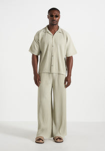 Jonas - Pleated Wide Leg Trousers - Sage