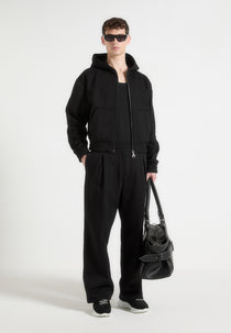 Florian - Cropped Zip Hoodie - Black