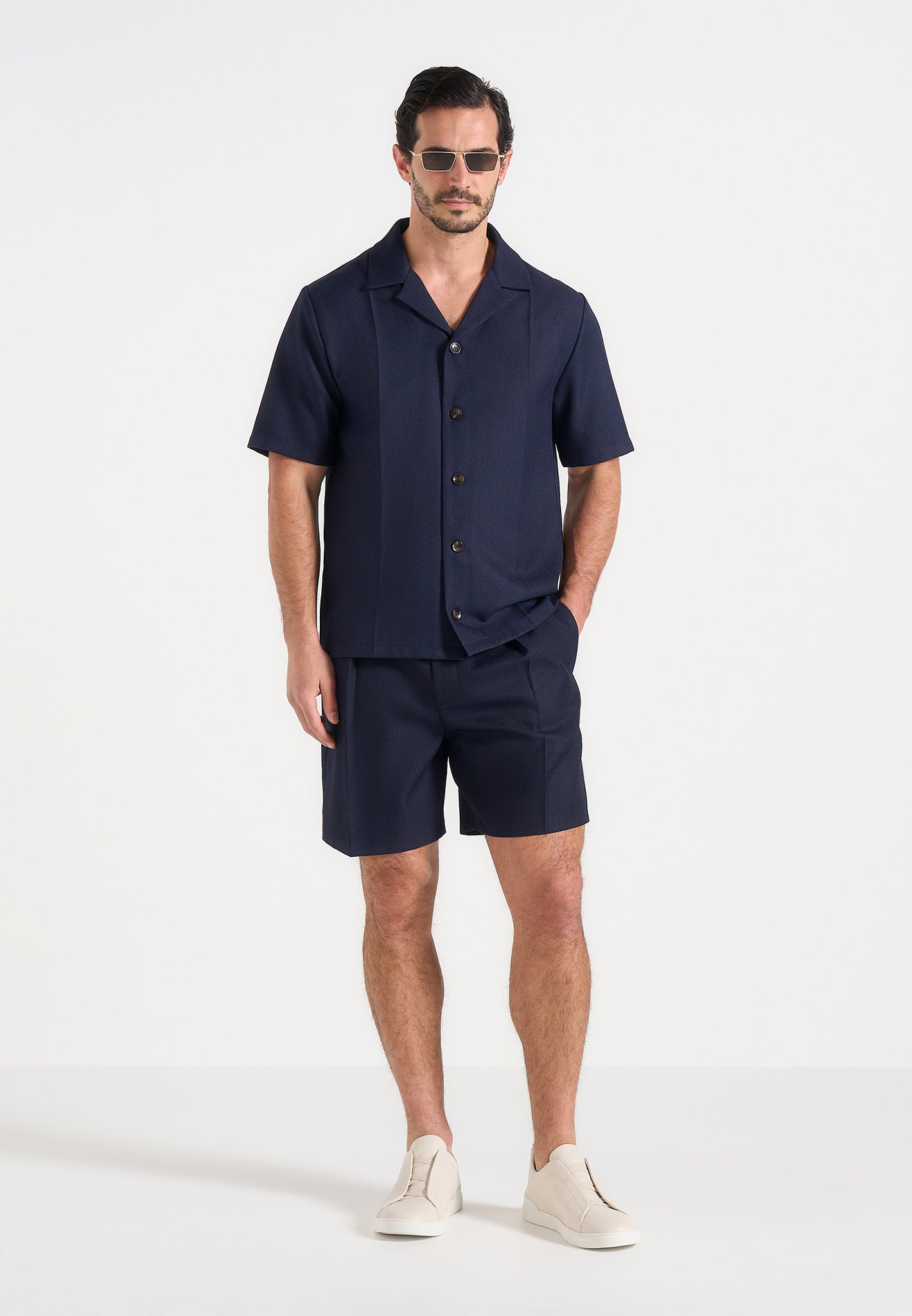 Felix - Tailored Shirt With Crease - Navy 