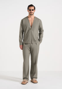Axel - Minimal Kimono Linen-Blend Blazer - Khaki