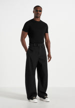 Marceau - Contrast Stitch Barrel Leg Trousers - Black