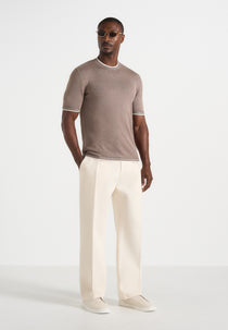 Wyatt - Contrast Knit T-Shirt - Mushroom