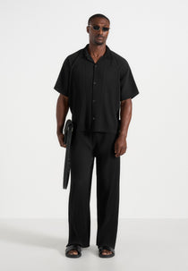 Justin - Pleated Boxy Shirt - Black