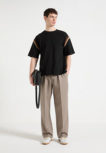 Georges - Varsity T-Shirt - Black/Taupe