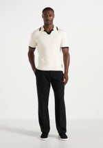 Lambert - Contrast Detail Knit Polo Shirt - Cream