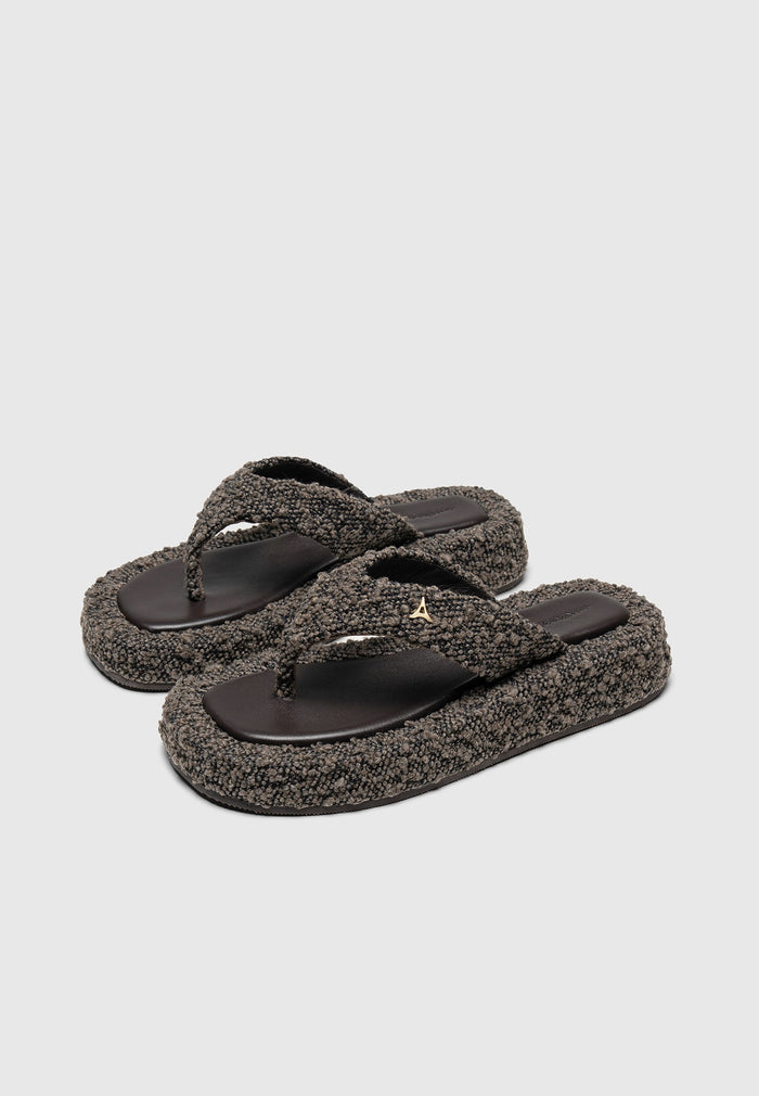 Rosalie - Boucle Flatform Sandals - Brown