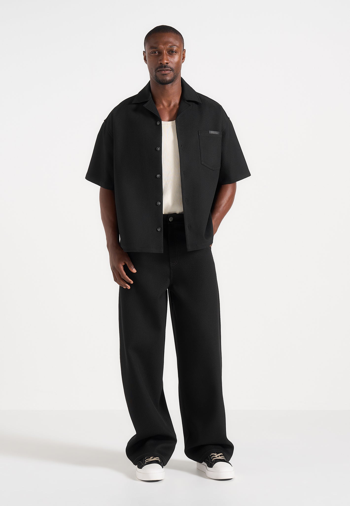 Brook - Unisex Signature Twill Boxy Shirt - Black