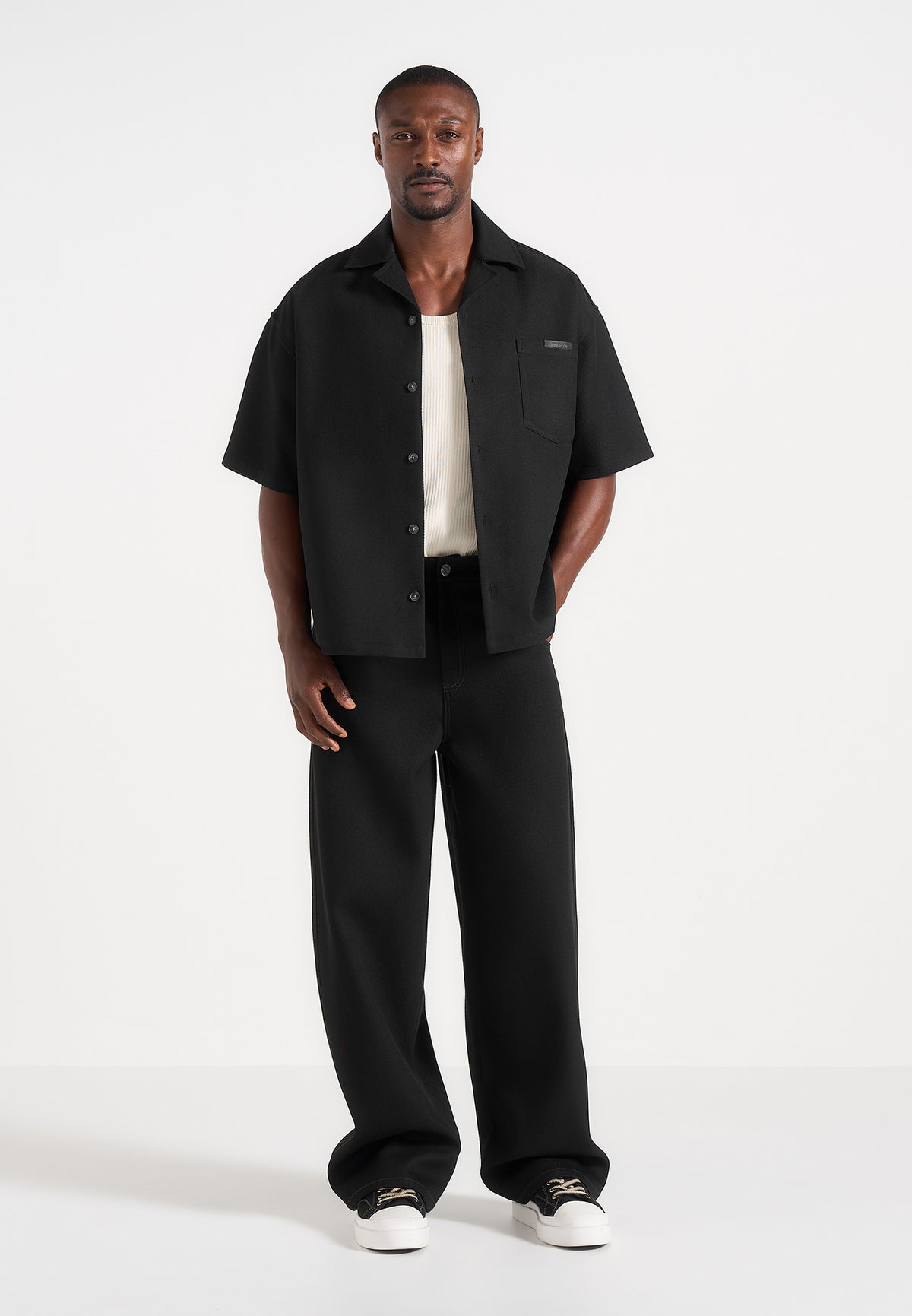 Brook - Unisex Signature Twill Boxy Shirt - Black