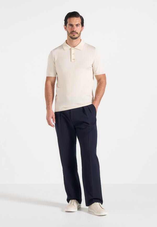 Pierre - Twin Pleat Tailored Trousers - Navy