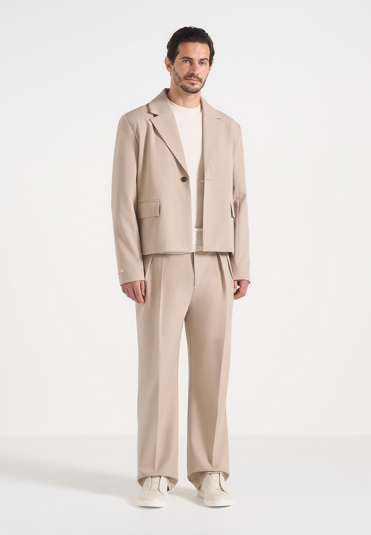 Silas - Tailored Cropped Blazer - Taupe 
