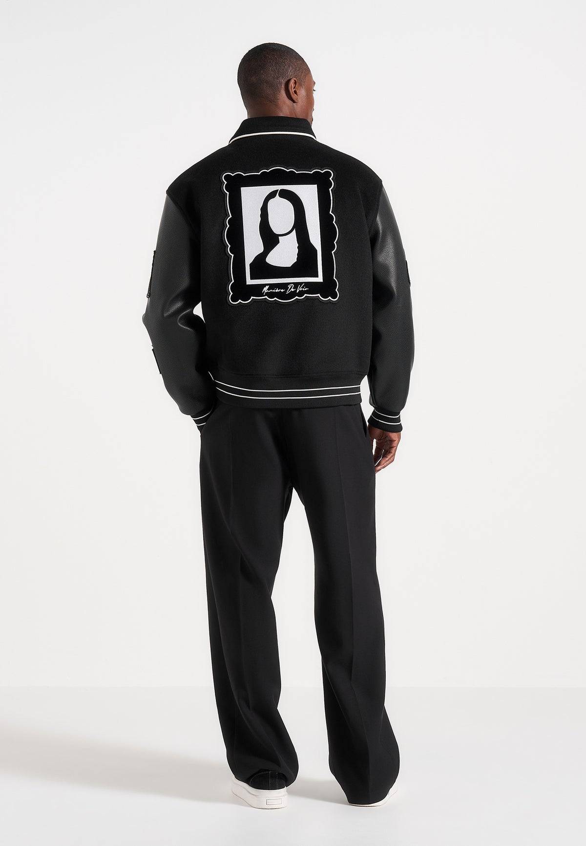 Mona Lisa - Wool Blend Varsity Jacket - Black