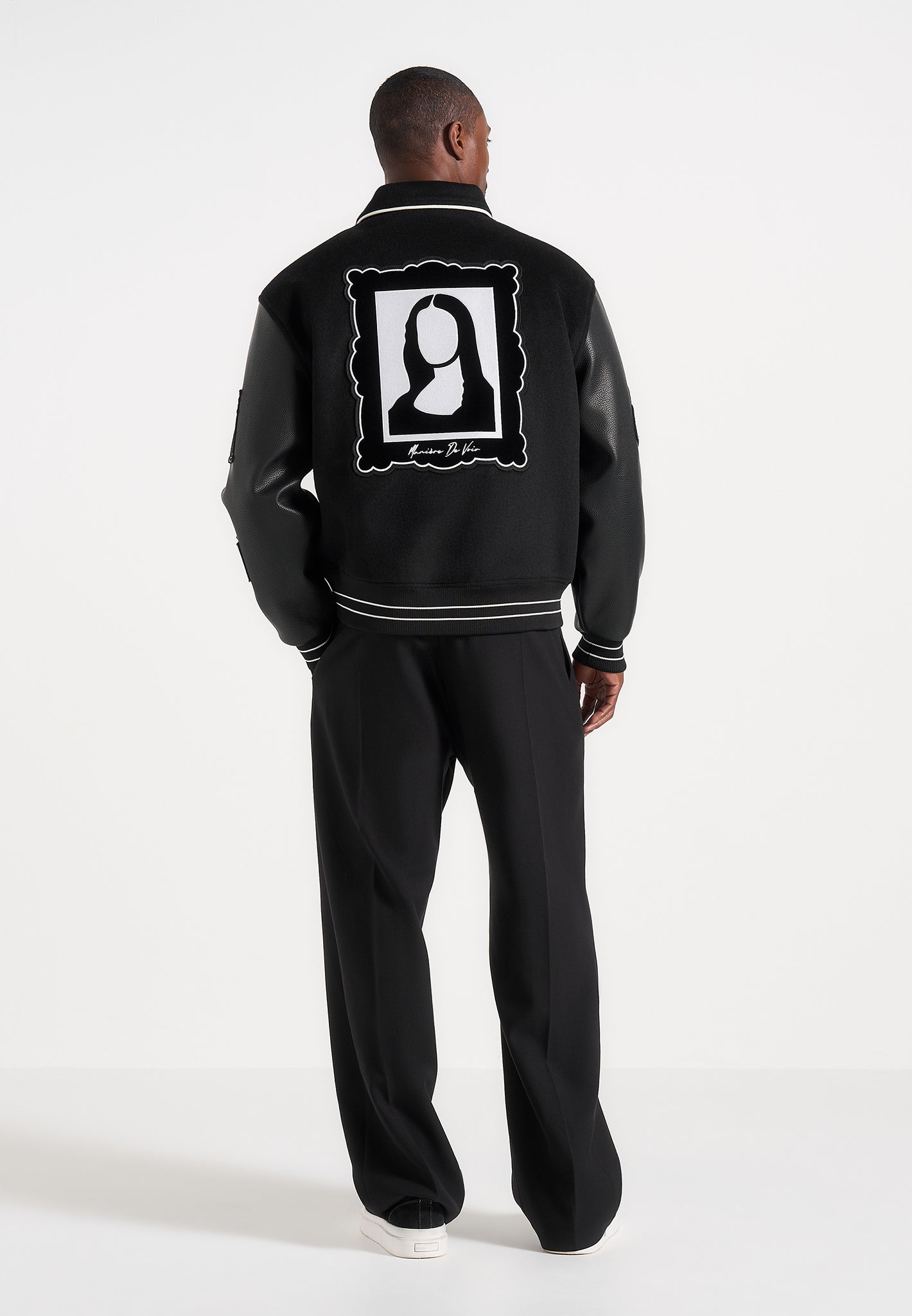 Mona Lisa - Wool Blend Varsity Jacket - Black | Manière De Voir