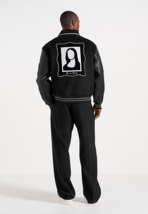 Mona Lisa - Wool Blend Varsity Jacket - Black
