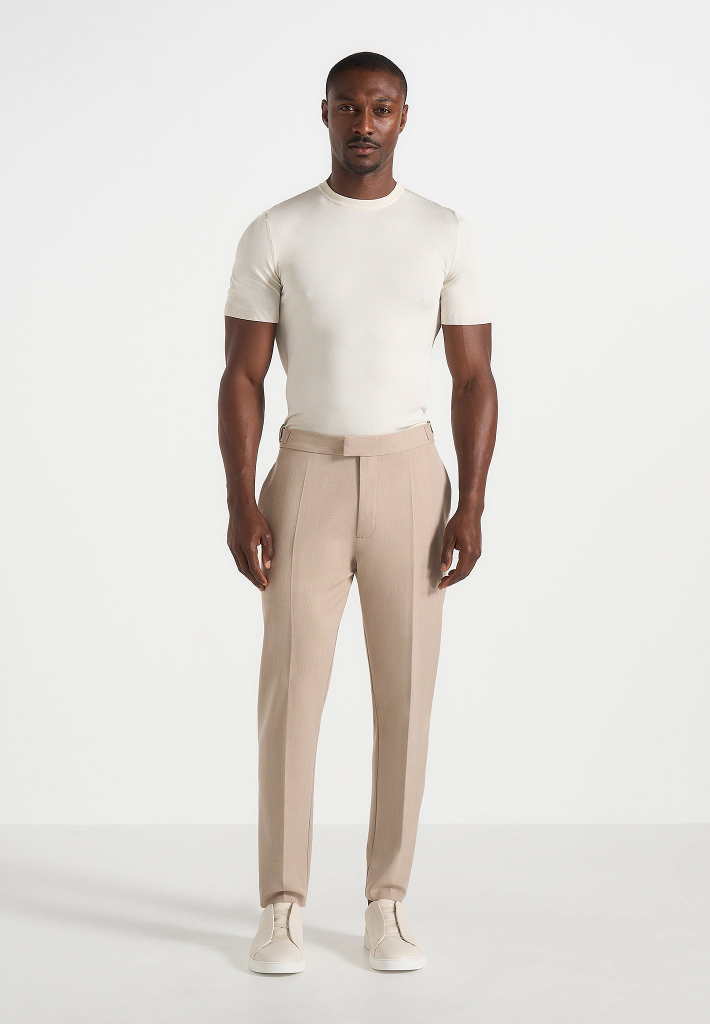 Hubert - Slim Fit Tailored Trousers - Beige 