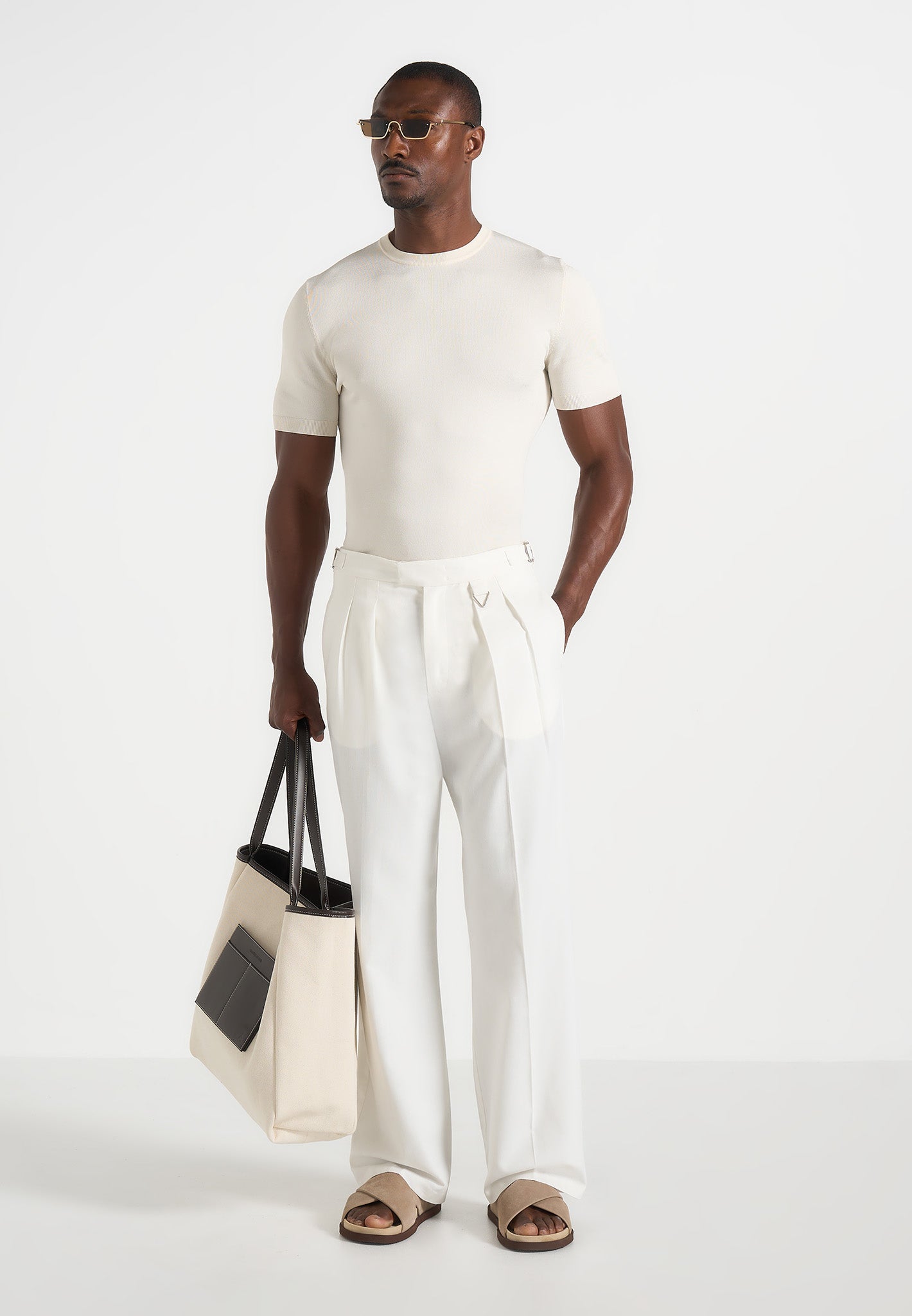 Pierre - Relaxed Fit Linen Pleated Trousers - White 