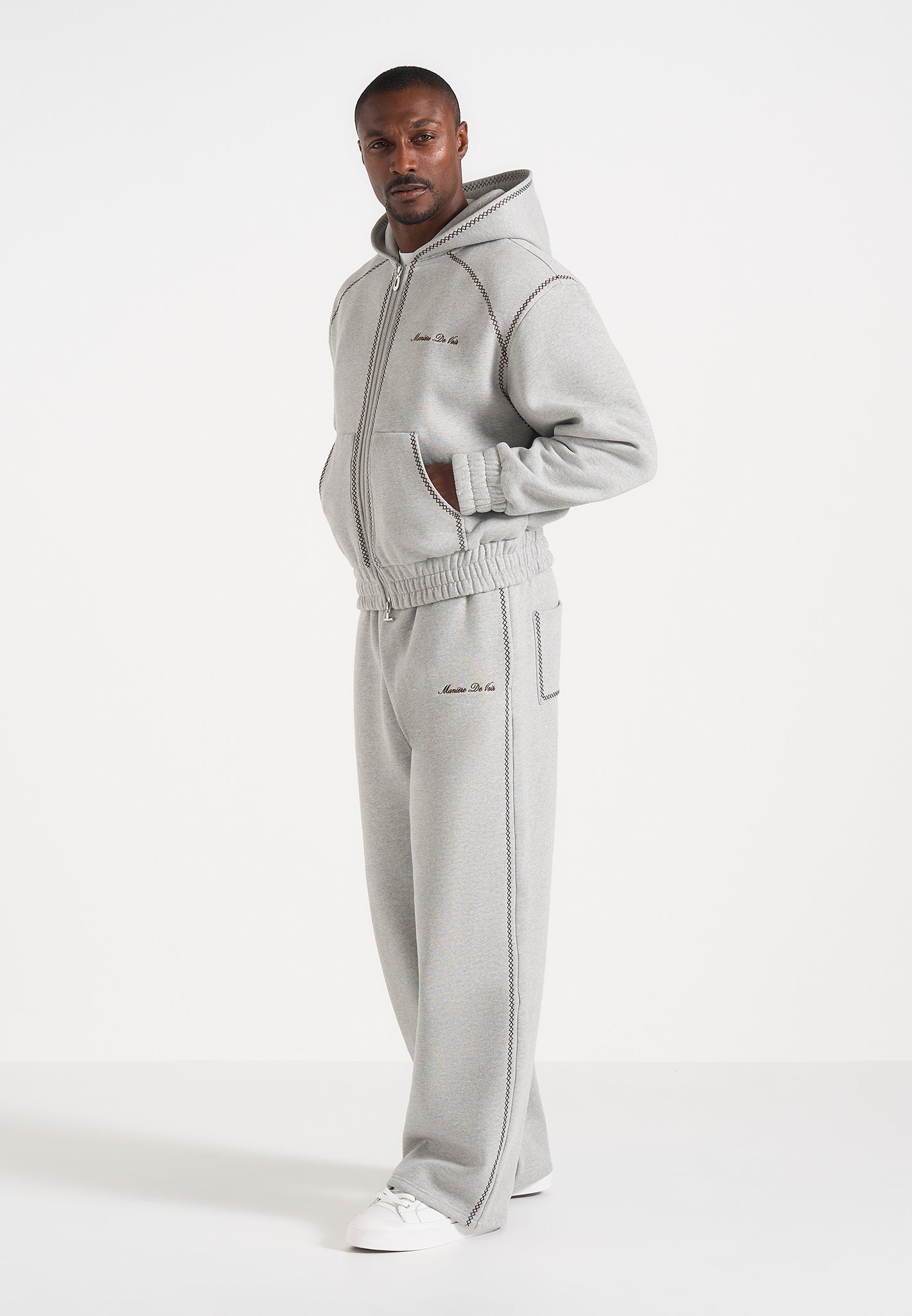 Morgan - Unisex Whipstitch Regular Joggers - Light Grey