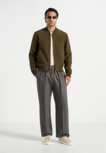 Arsène - Suede Bomber Jacket - Olive