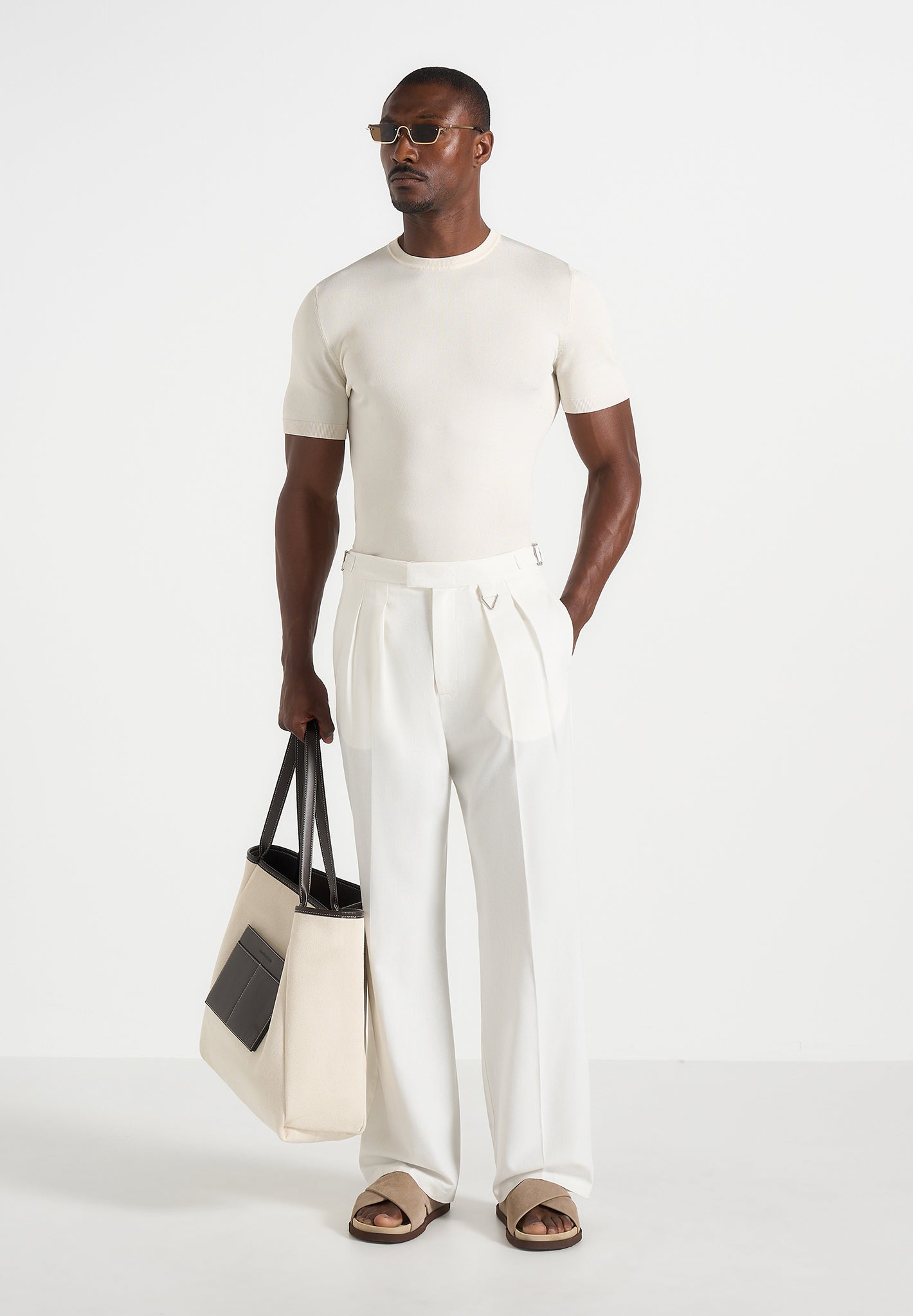 Pierre - Relaxed Fit Linen Pleated Trousers - White 