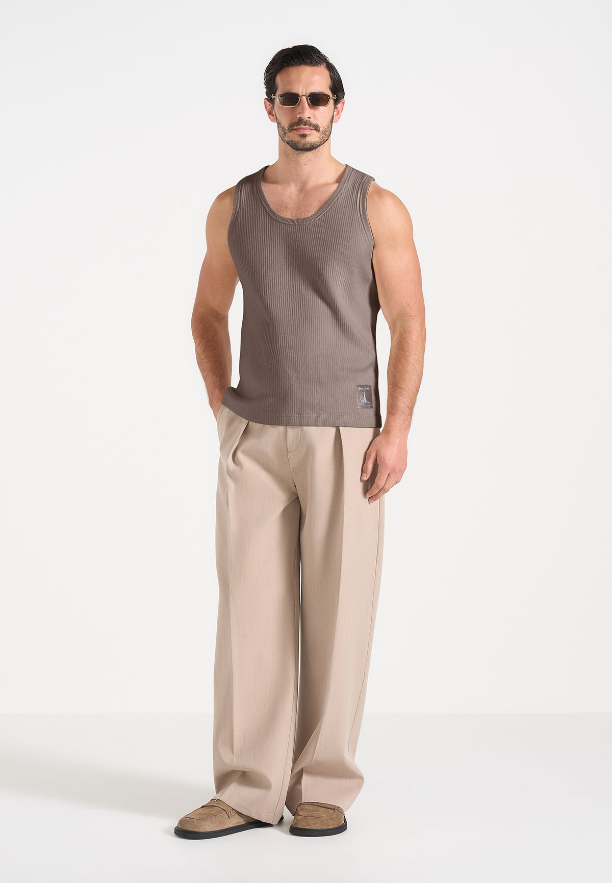 VS001 - Ribbed Cotton Vest - Mushroom