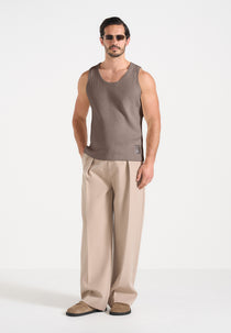 VS001 - Ribbed Cotton Vest - Mushroom
