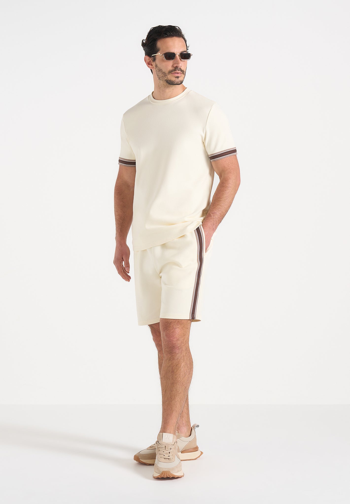 Taylor - Taped Cotton Shorts - Cream 