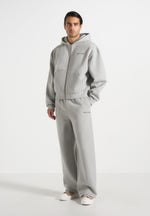JS003 - Unisex Signature Wide Leg Joggers - Marl Grey