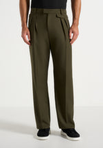 Pierre - Twin Pleat Tailored Trousers - Olive