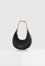 Sadie - Sculpted Leather Crescent Bag - Black