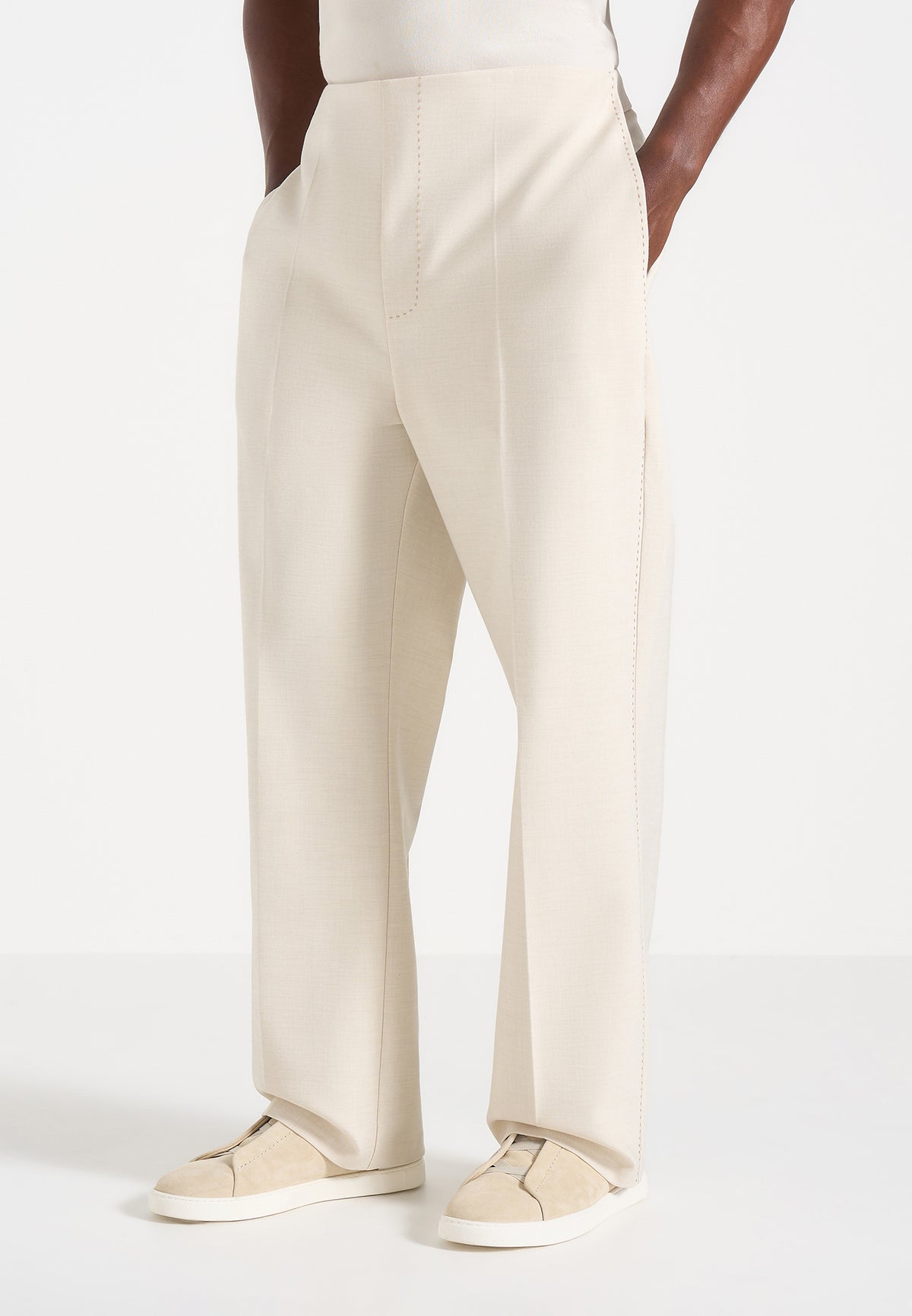 Henri - Foldover Trousers - Cream