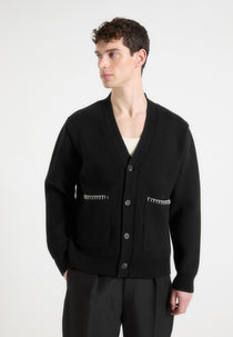 Gilbert - Whipstitch Combed Cotton Cardigan - Black
