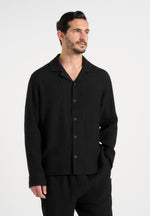 Bailey - Unisex Textured Long Sleeve Shirt - Black