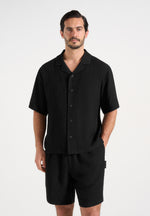 Harley - Unisex Textured Revere Shirt - Black