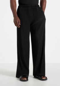 Jonas - Pleated Wide Leg Trousers - Black