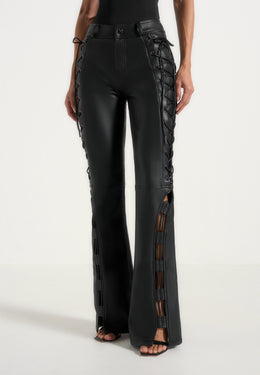 ambre-leather-lace-up-flared-trousers-black