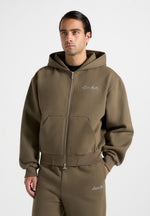JS002 - Unisex Signature Relaxed Fit Zip Hoodie - Olive