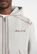 Ollie - Unisex Whipstitch Raglan Effect Zip Hoodie - Light Grey